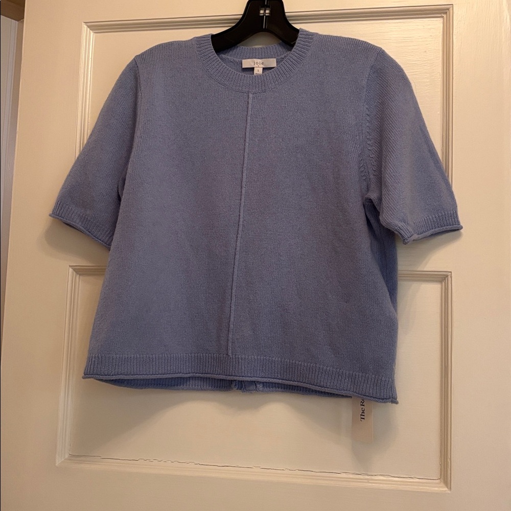 JOIE Short Sleeve Wool‎ and Cashmere Blend Sweater In Light Blue